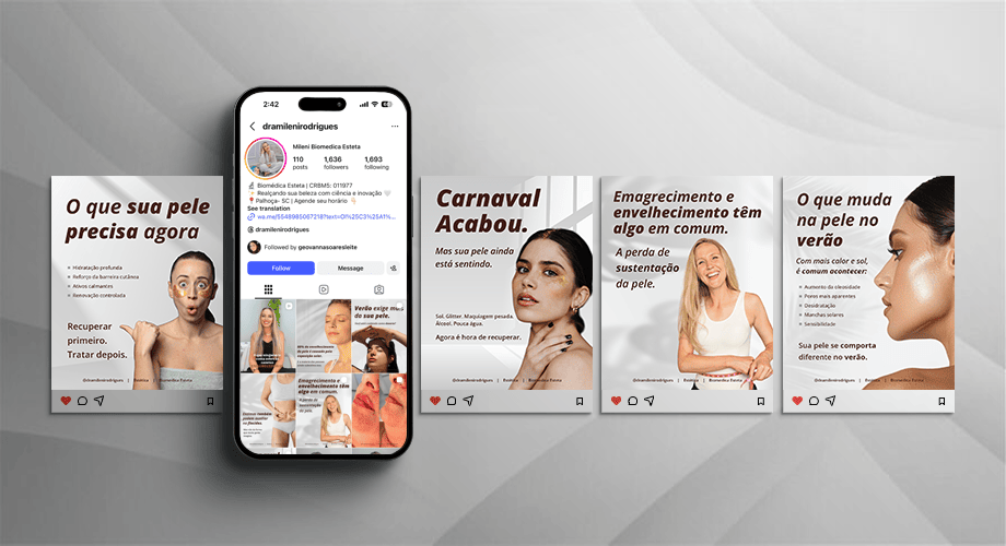 Projeto Mileni Biomédica Esteta - Branding e Mídias Sociais pela Vivid Duo