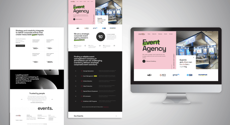 Projeto Cranberry Events - Web Design pela Vivid Duo